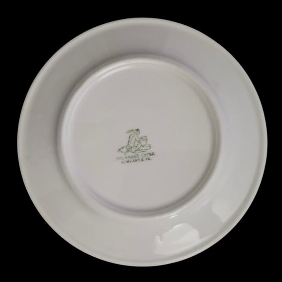 Set of 4 Shenango China 6.25" Green Band Restaurant Ware Plates USA - Picture 3 of 5